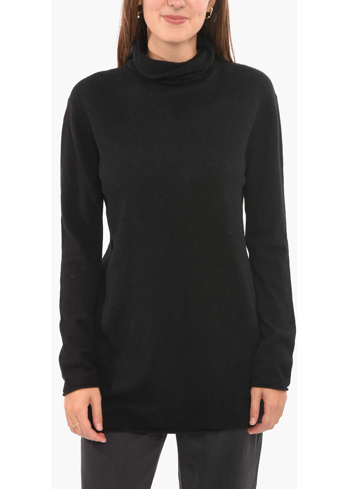 Woolrich Cashmere Blend Oversized Sweather With Turtleneck Black