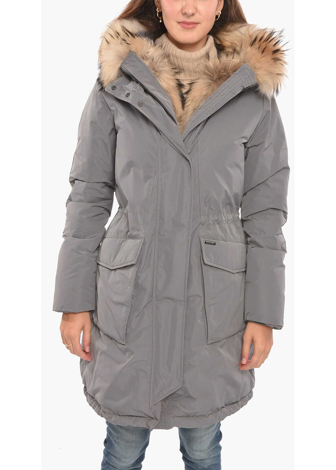Woolrich Padded Military Parka With Murmasky Fur Gray