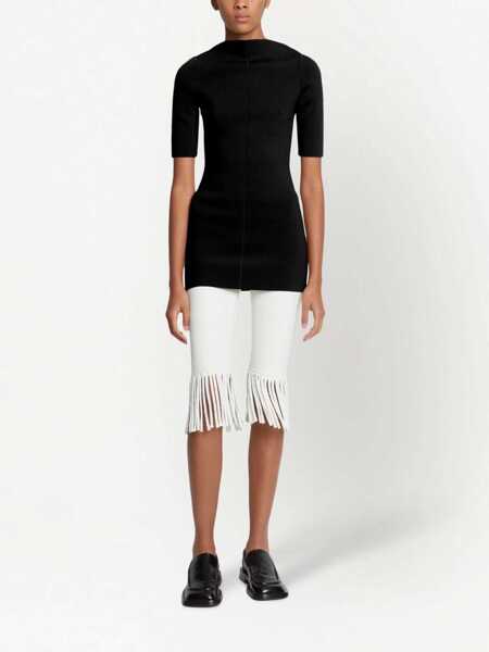 Pantaloni scurti Proenza Schouler Textured-Woven Biker Shorts With Fringed Hems White Femei (BM 10046639) 2
