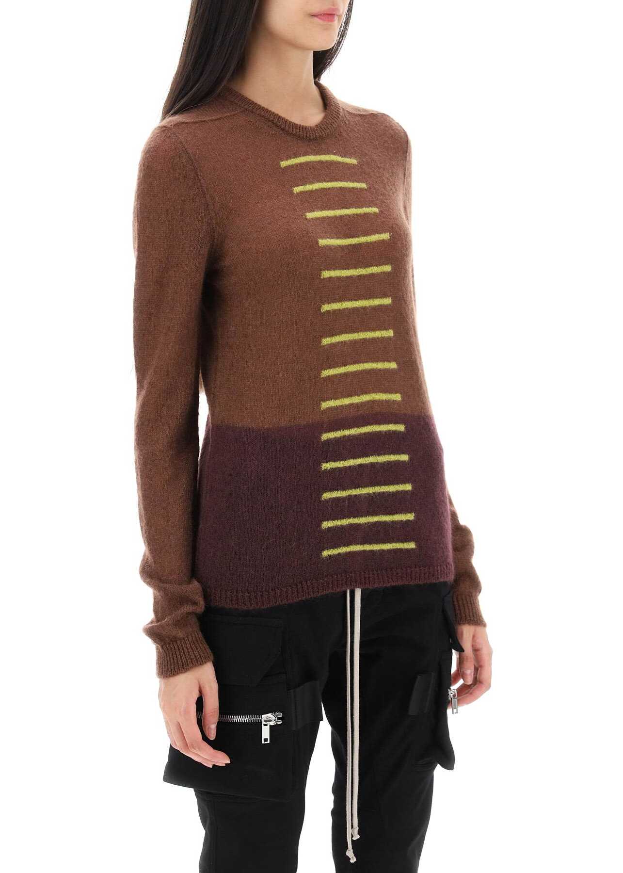 Rick Owens \'Judd\' Sweater With Contrasting Lines BROWN AMETHYST ACID
