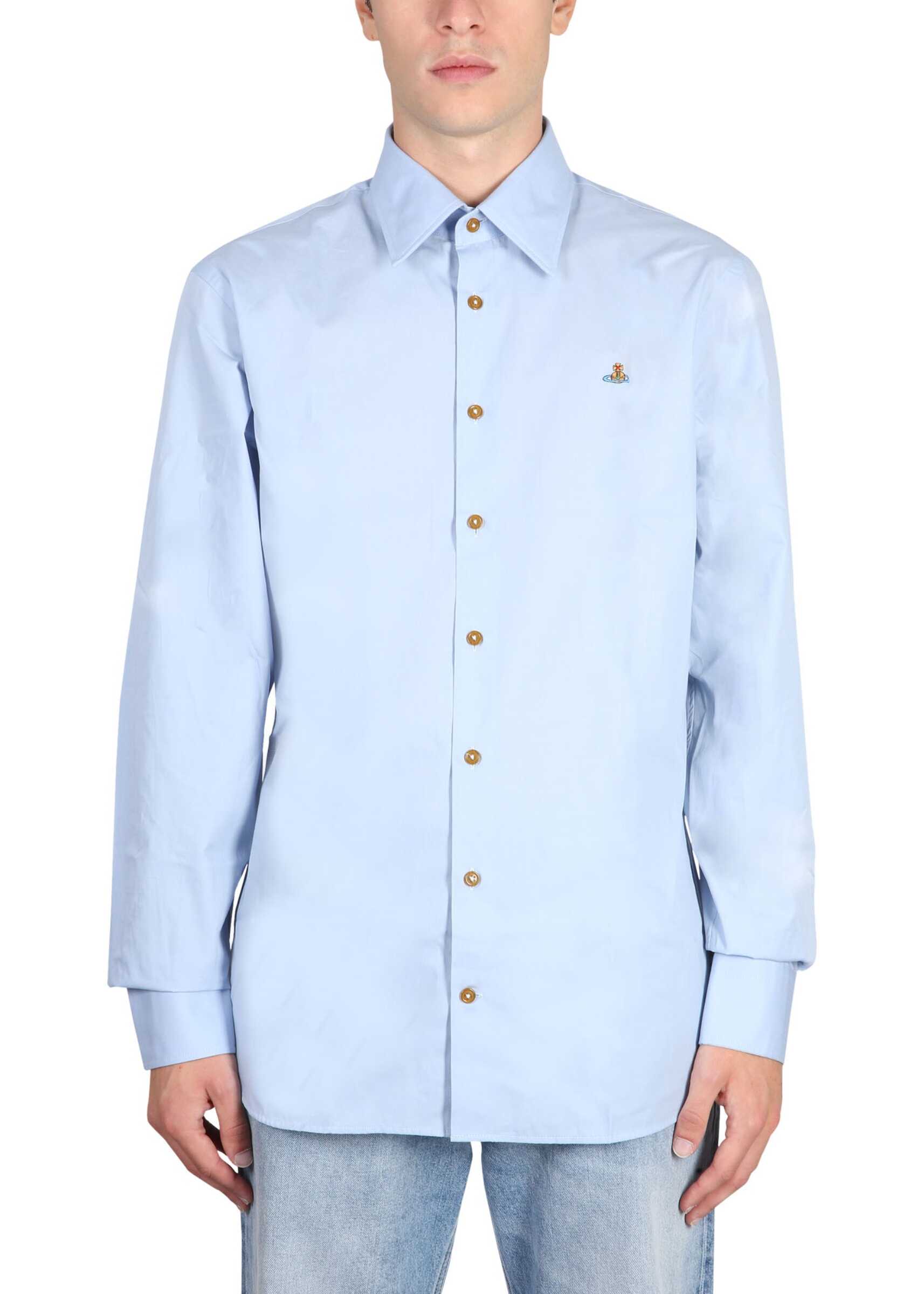 Vivienne Westwood Shirt With Orb Embroidery BABY BLUE