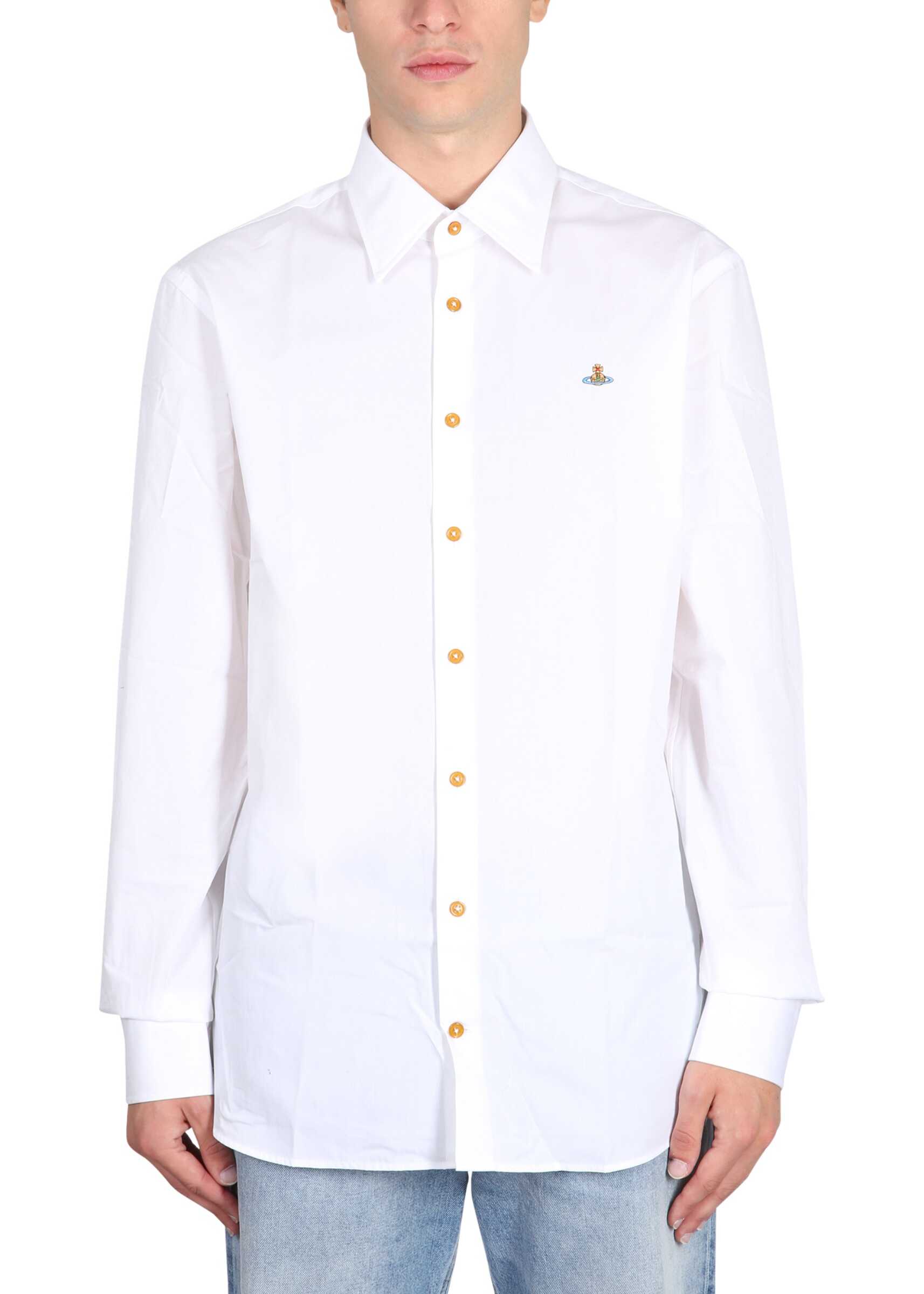 Vivienne Westwood Shirt With Orb Embroidery WHITE