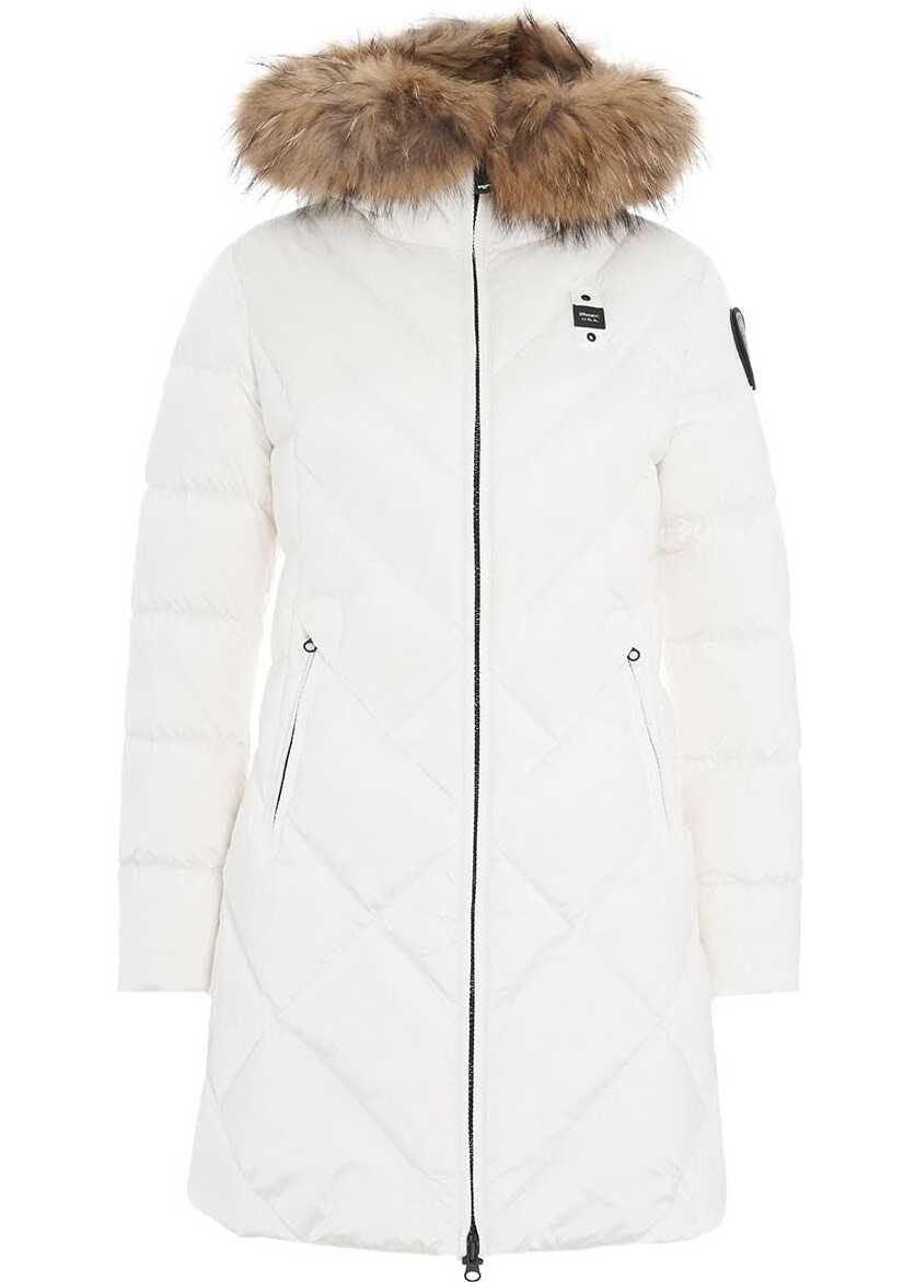 Blauer Quilted down coat with fur trim White