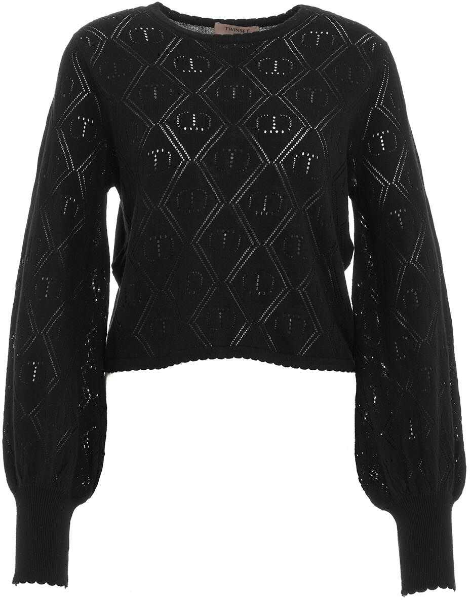 Twin-set Simona Barbieri Sweater in perforated knit Black
