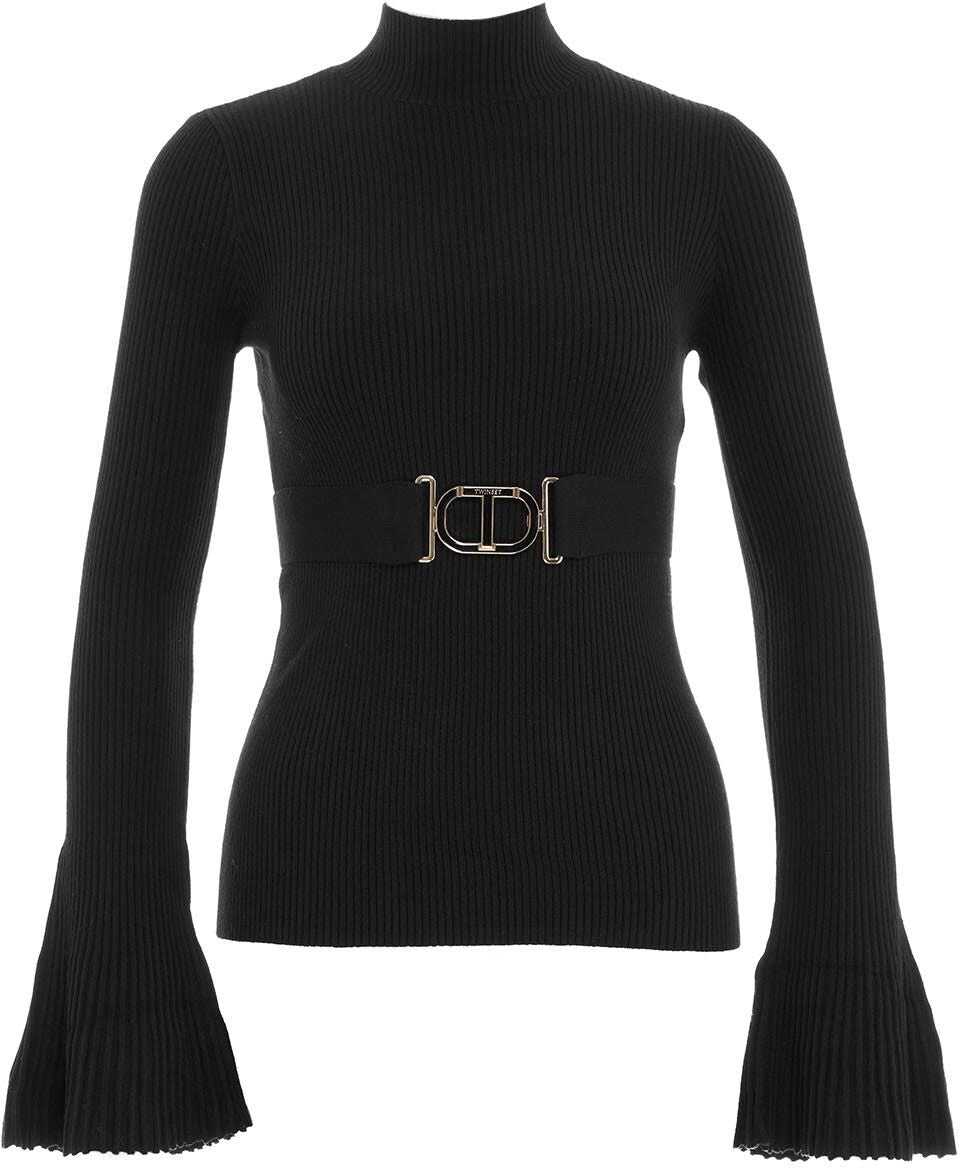 Twin-set Simona Barbieri Sweater with trumpet sleeves Black