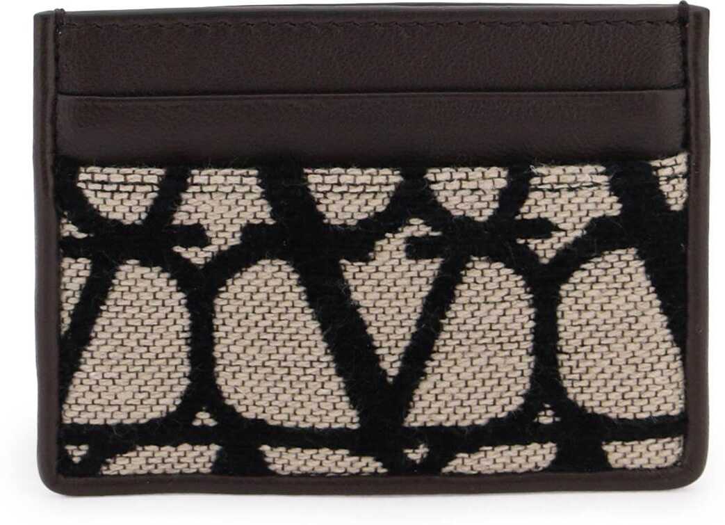 Valentino Garavani Toile Iconographe Card Holder NATURALE NERO FONDANT