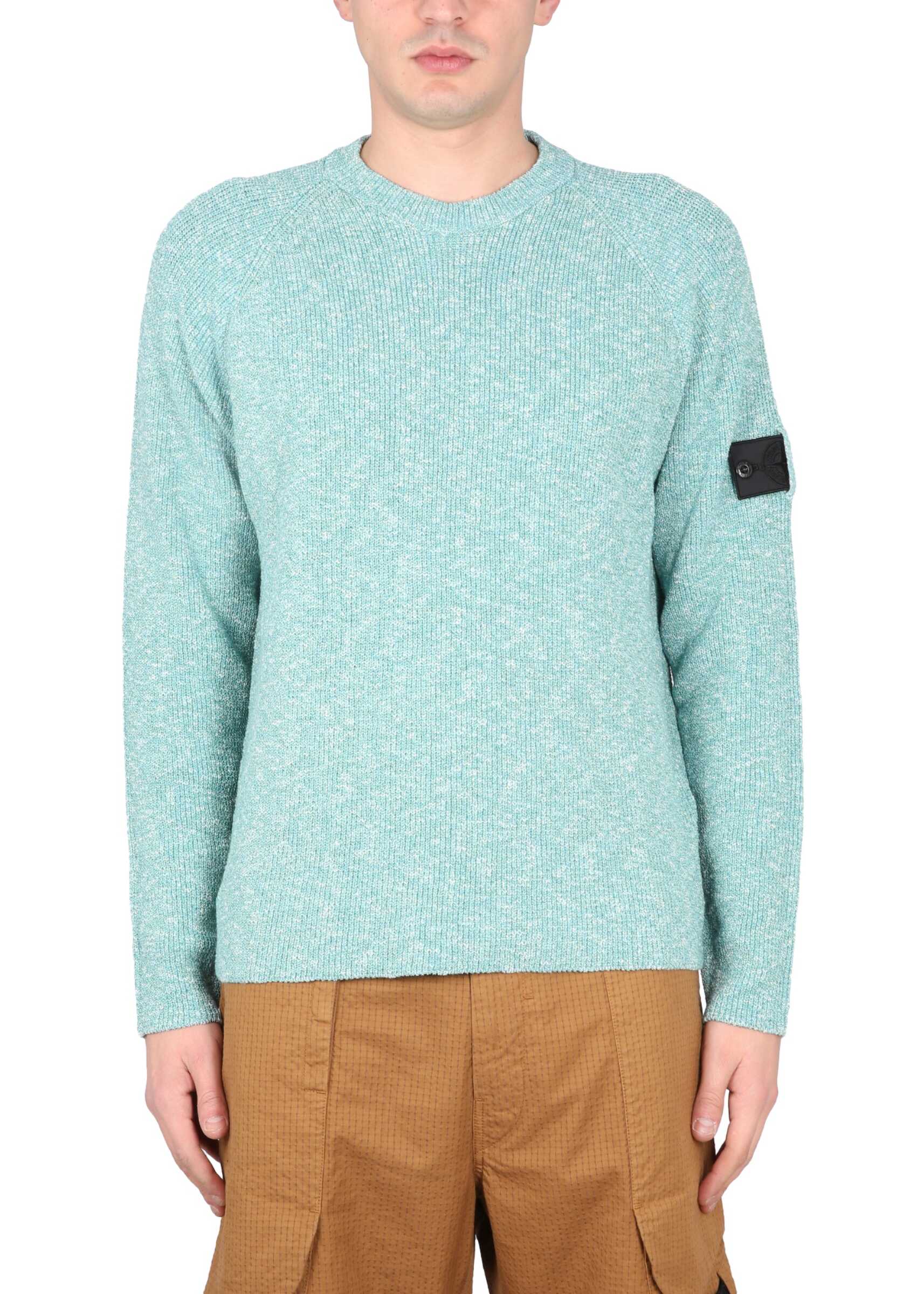 STONE ISLAND SHADOW PROJECT Crewneck Sweater With Logo Patch AZURE