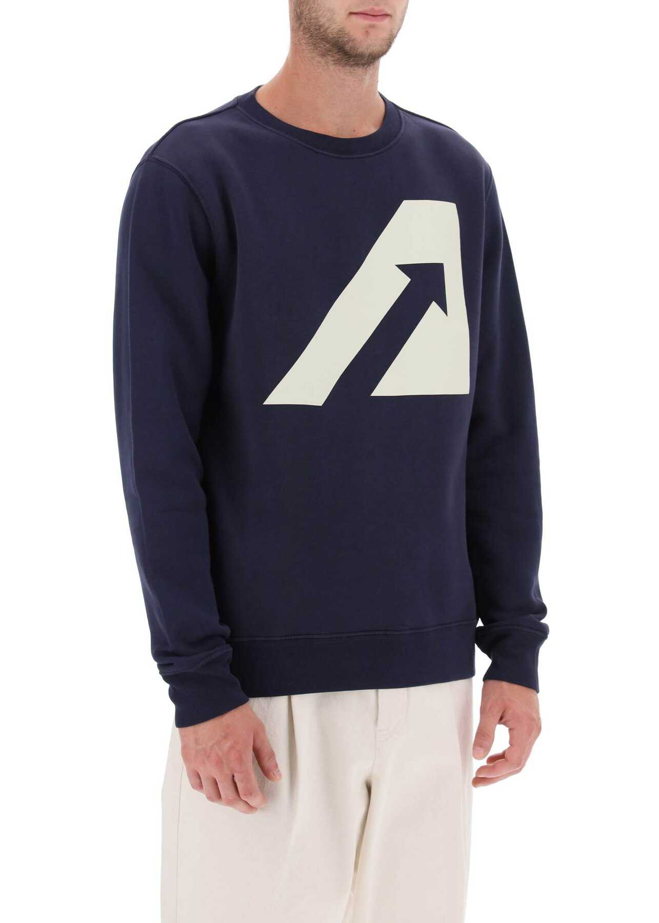 AUTRY Crew-Neck Sweatshirt With Logo Print BLUE
