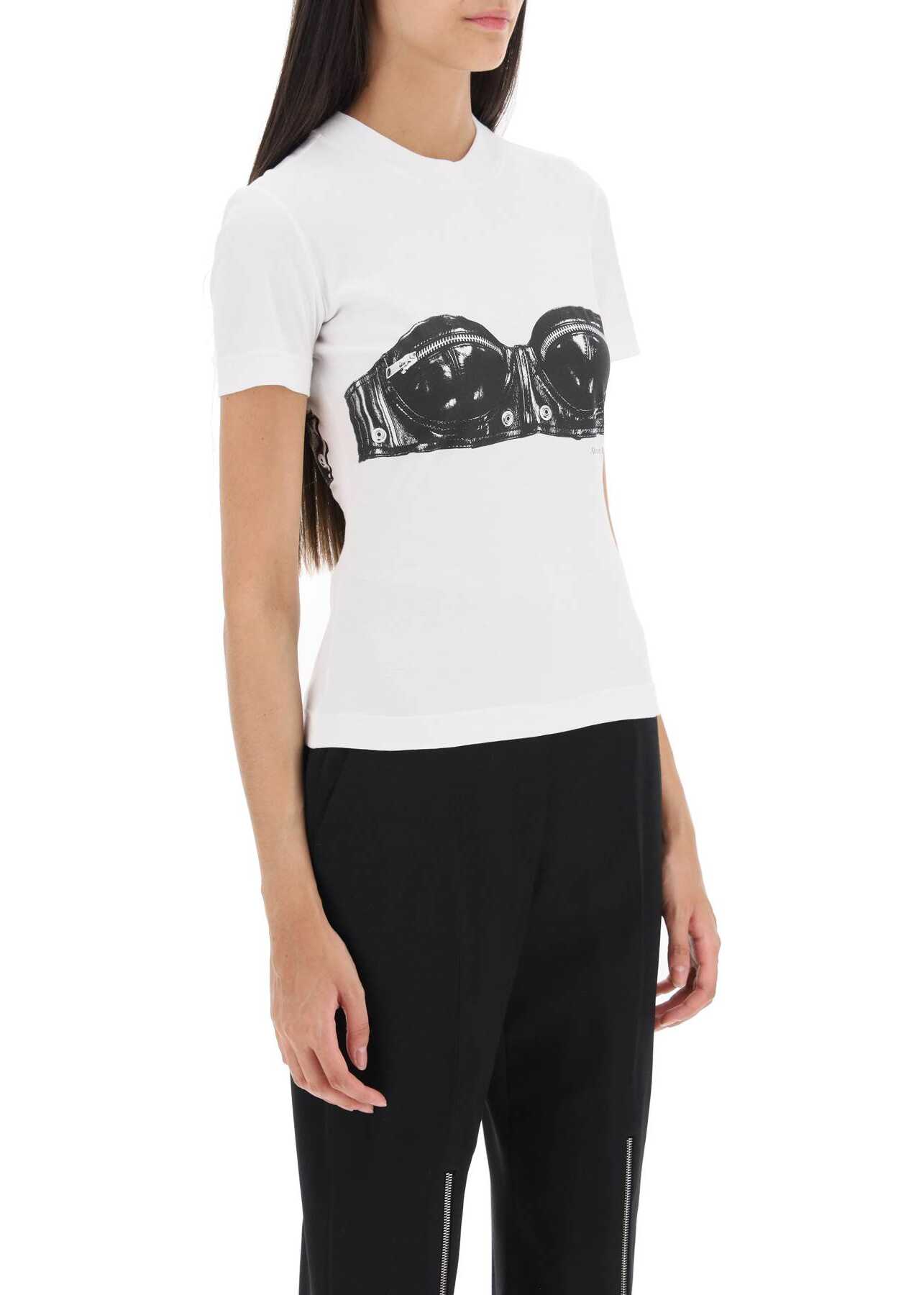 Alexander McQueen T-Shirt With Bustier Print WHITE