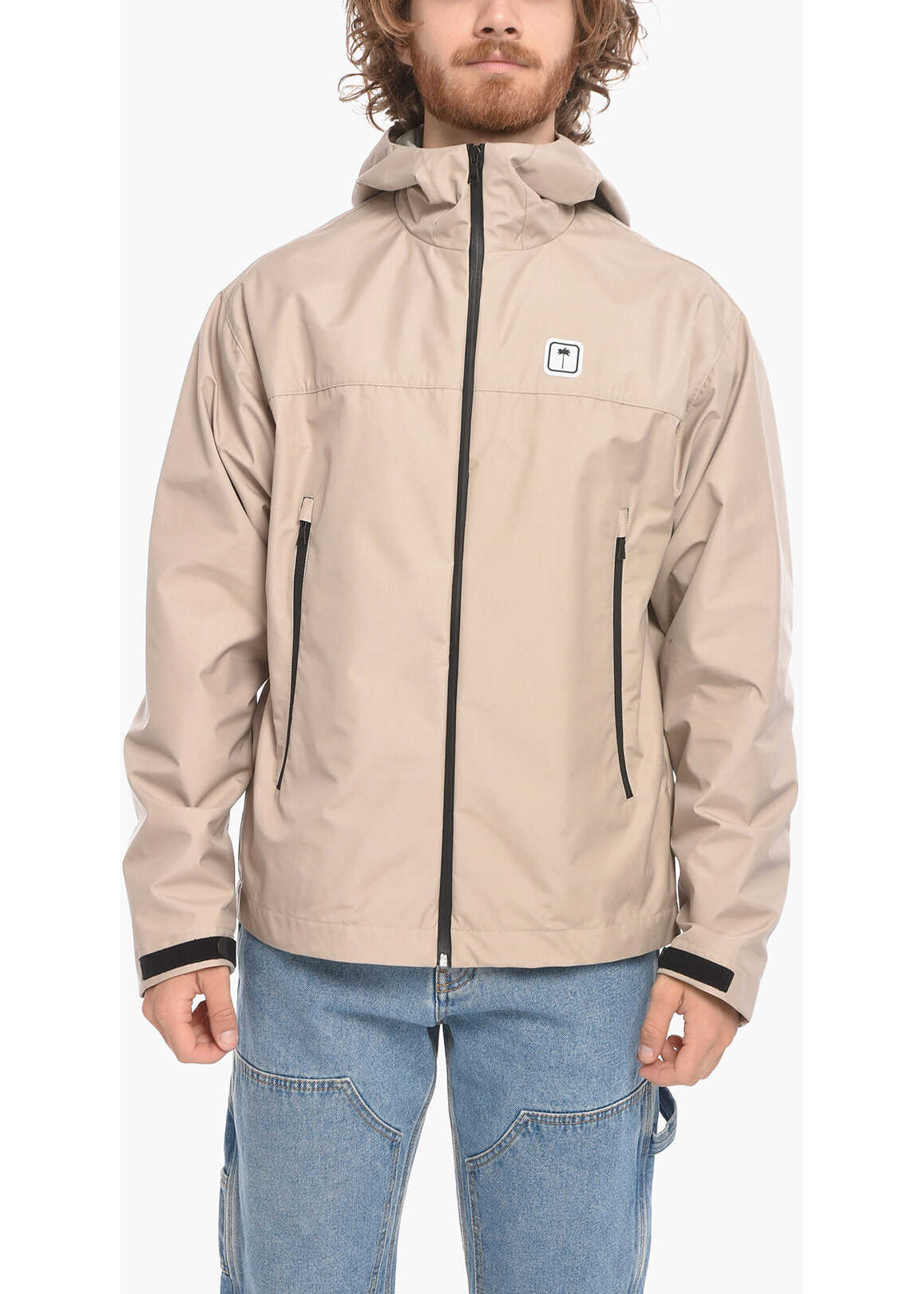 Palm Angels Hooded Pxp Shell Windbreaker Beige