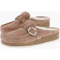 Papuci Suede Leather Padded Buckley Mules Femei