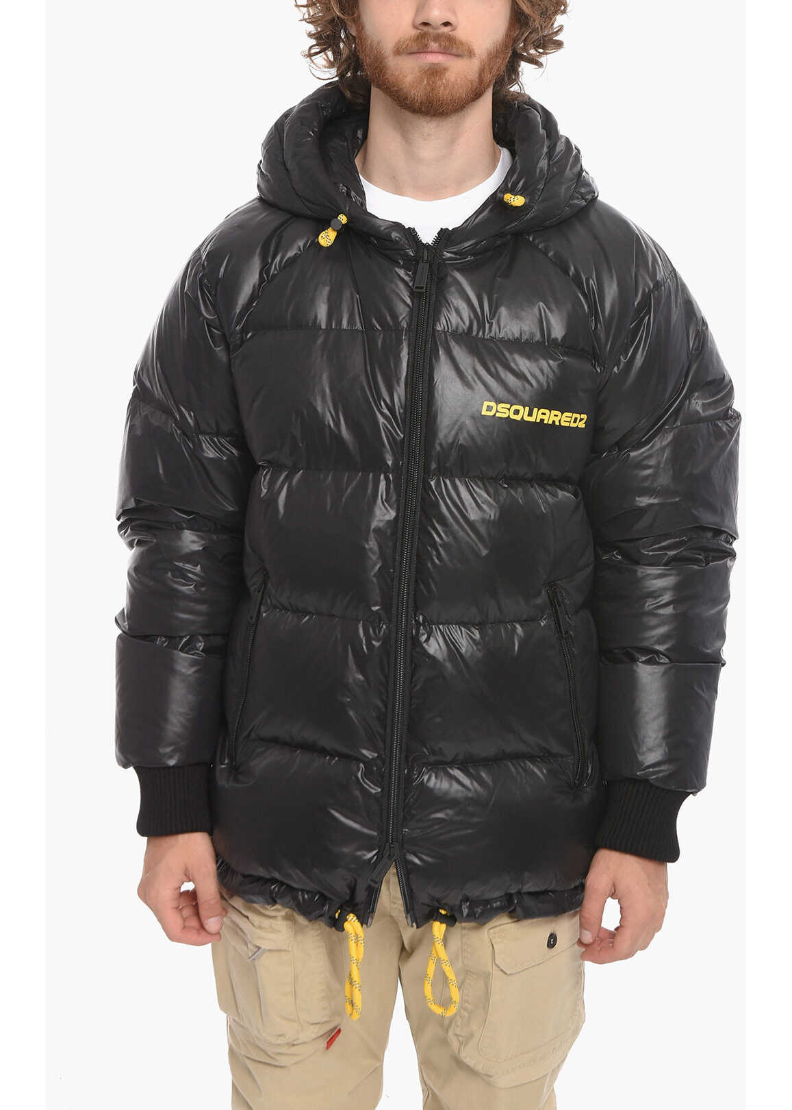 DSQUARED2 Hooded Quilted Down Jacket With Drawstrings Black