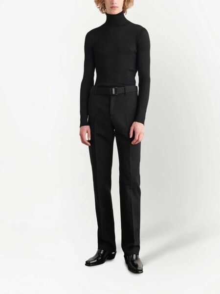 Pantaloni casual Off-White Seasonal Belted Buckle Dry Wool Pants Black Barbati (BM 10089419) 2