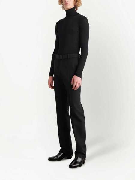 Pantaloni casual Off-White Seasonal Belted Buckle Dry Wool Pants Black Barbati (BM 10089419) 3