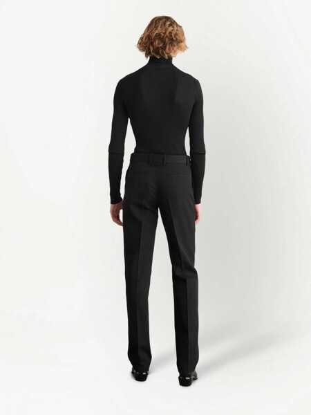 Pantaloni casual Off-White Seasonal Belted Buckle Dry Wool Pants Black Barbati (BM 10089419) 4