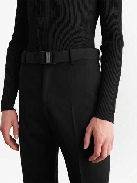 Pantaloni casual Off-White Seasonal Belted Buckle Dry Wool Pants Black Barbati (BM 10089419) 5