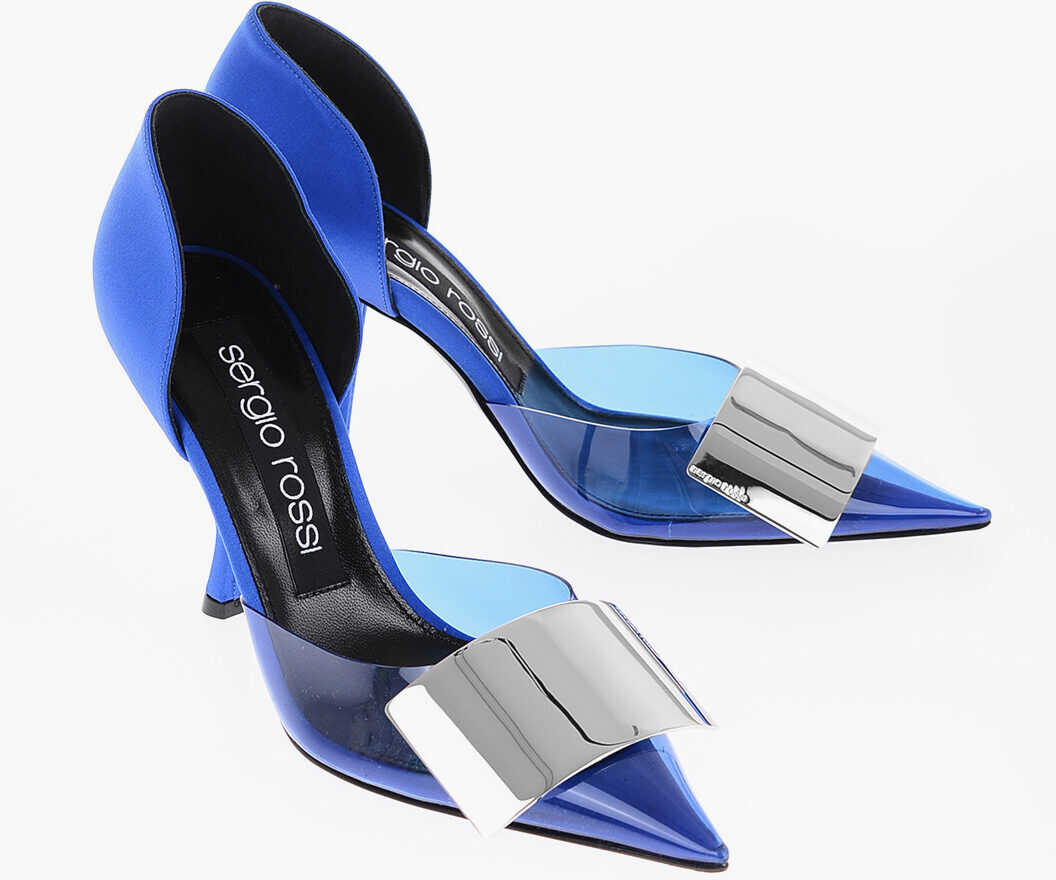 Sergio Rossi Pvc And Satin Pumps With Metal Plate 9Cm Blue