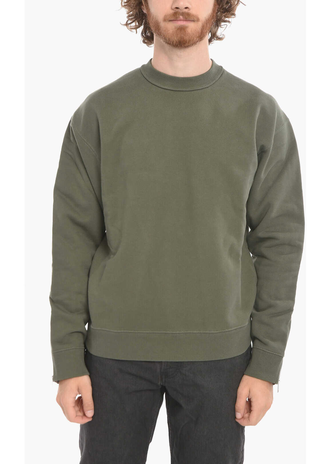 AMBUSH Zipped Sleeve Brushed Cotton Sweatshirt Military Green
