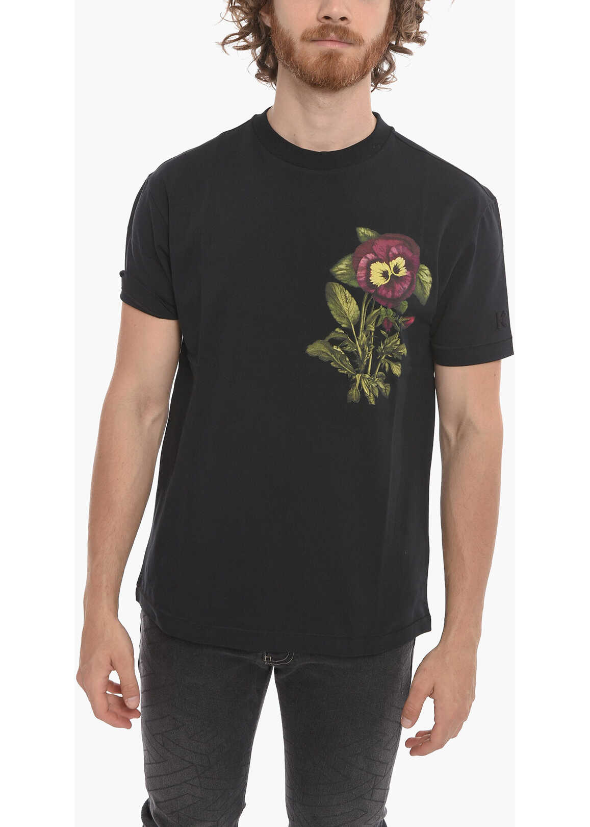 Kenzo Crewneck T-Shirt With Floral Print Black