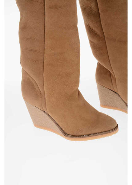 Cizme lungi Isabel Marant Fur Cuffed Tilin Suede Boots 9Cm Beige Femei (BM 10089668) 3