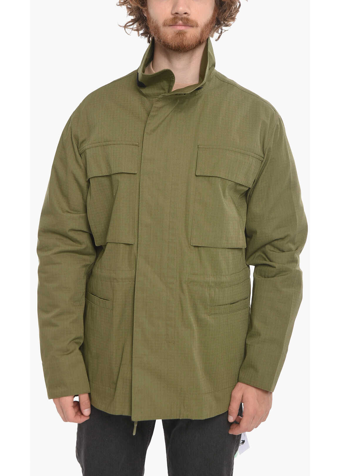 Off-White Cotton Arrow Field Saharan Jacket Military Green
