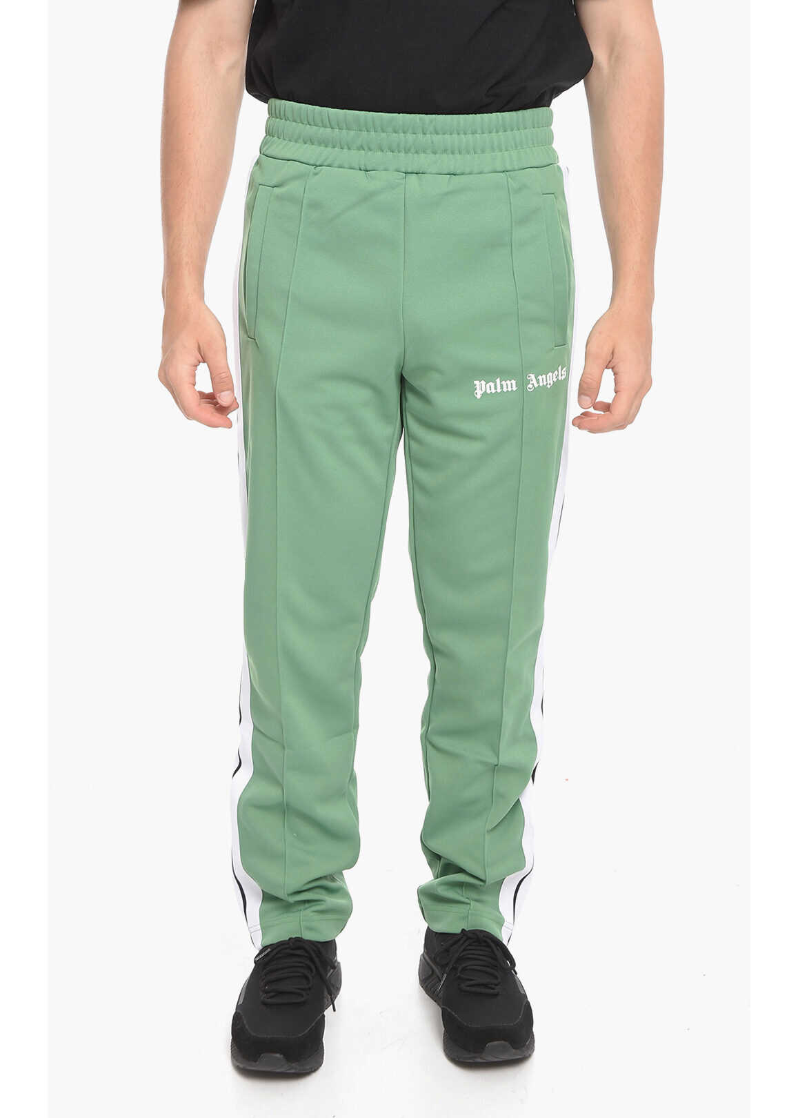Palm Angels Acetate Track Pants With Zipped Ankles Green