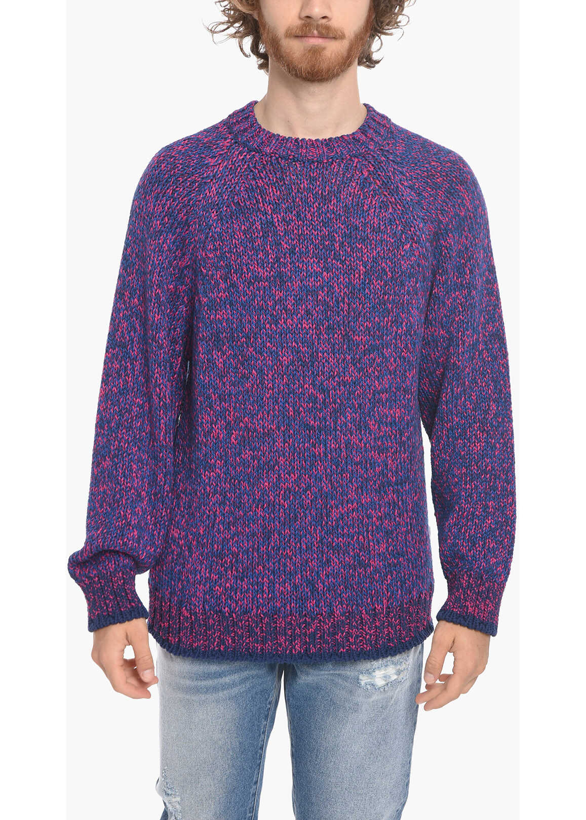 Kenzo Cotton-Knit Crewneck Sweater Blue