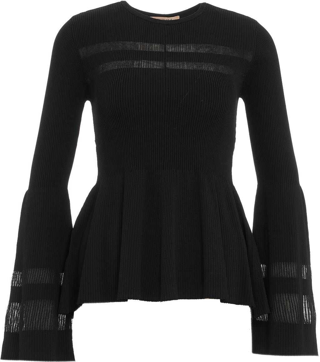 Twin-set Simona Barbieri Knitted top with trumpet sleeves Black