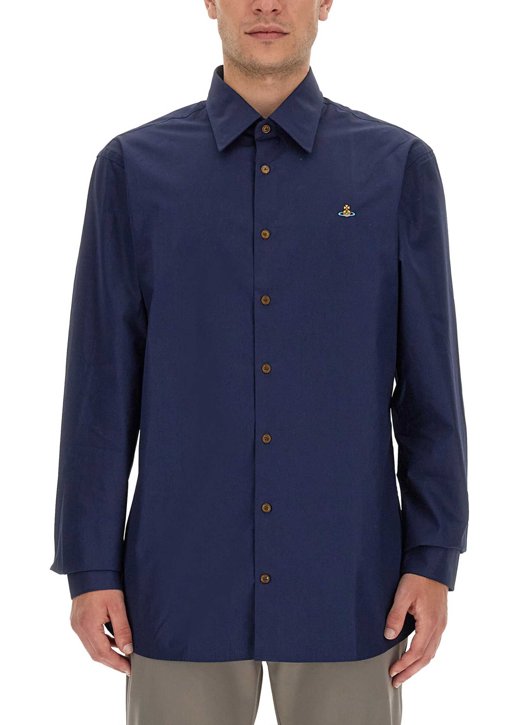 Vivienne Westwood Shirt With Orb Embroidery BLUE