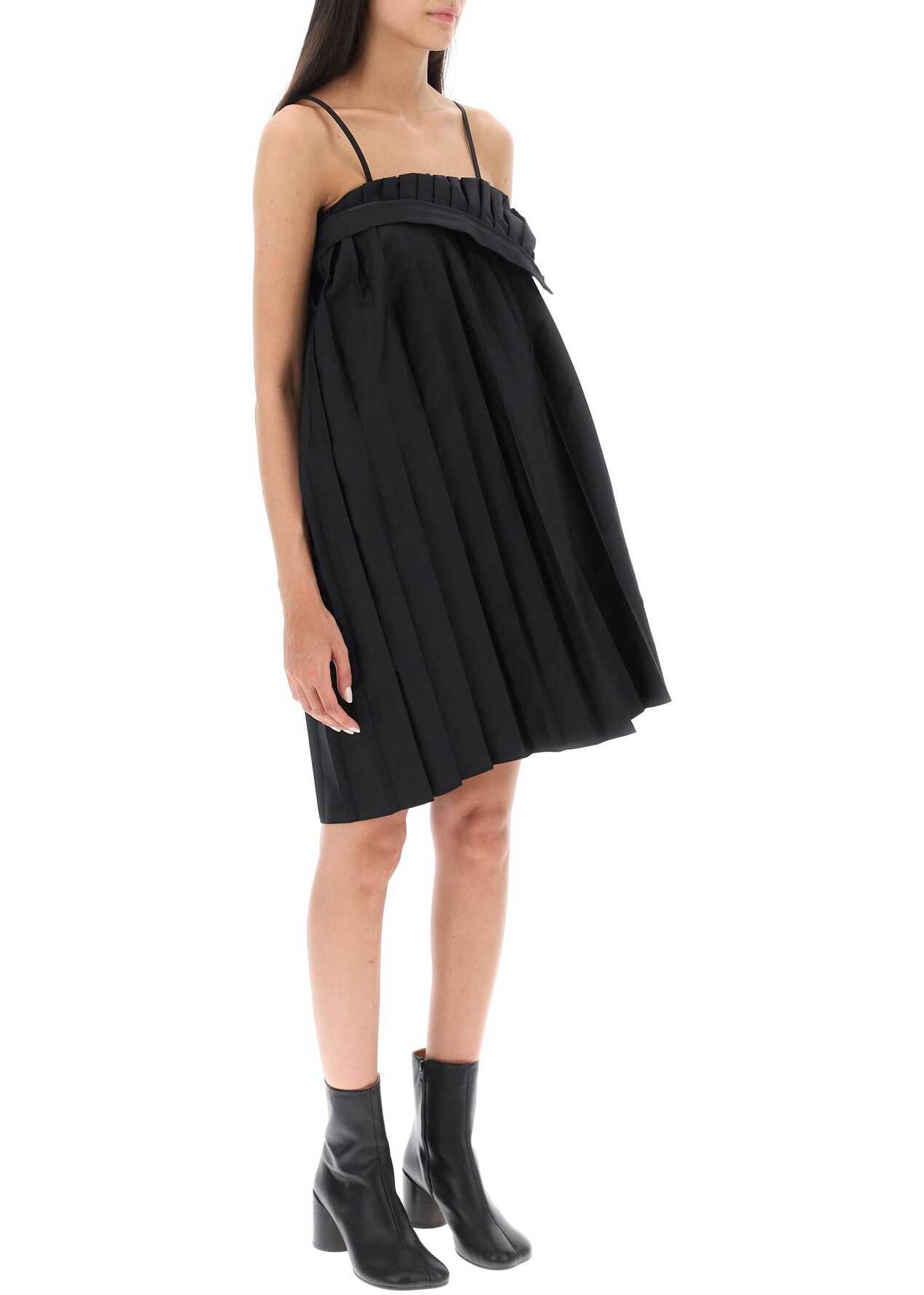 MM6 Maison Margiela Trompe L\'oeil Pleated Mini Dress BLACK