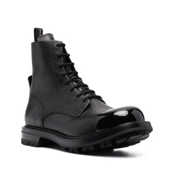 Bocanci casual Alexander McQueen Alexander Mcqueen Leather Lace Up Boots Black Barbati (BM 10101827) 2