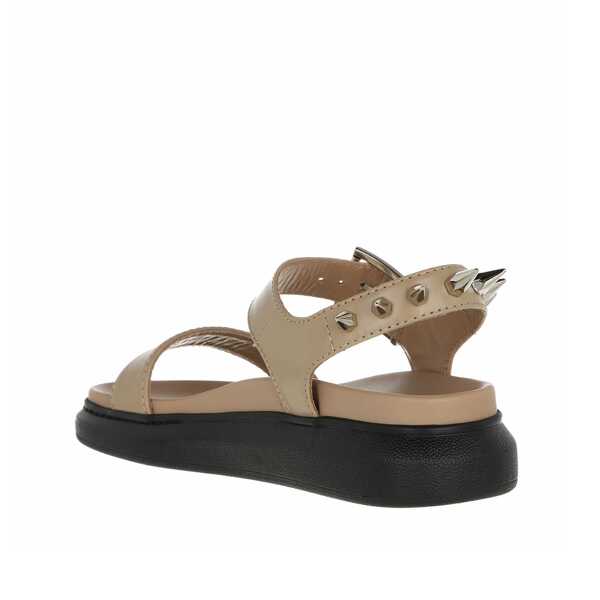 Sandale Alexander McQueen Alexander Mcqueen Spikes Leather Sandals Beige Femei (BM 10101935) 2