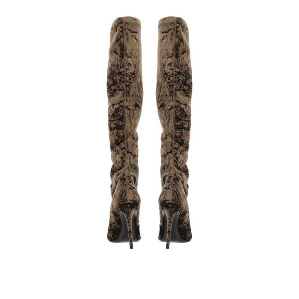 Bocanci Saint Laurent Saint Laurent Talia Velvet Boots Brown Femei (BM 10102541) 3