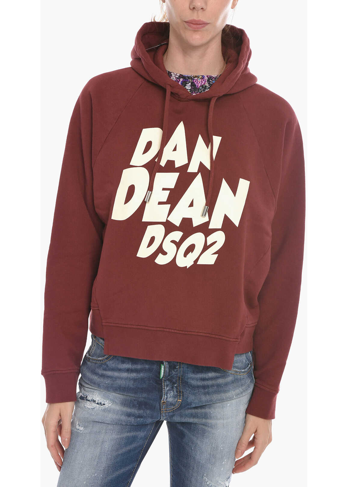 DSQUARED2 Dan Dean Crewneck Sweatshirt With Print Burgundy