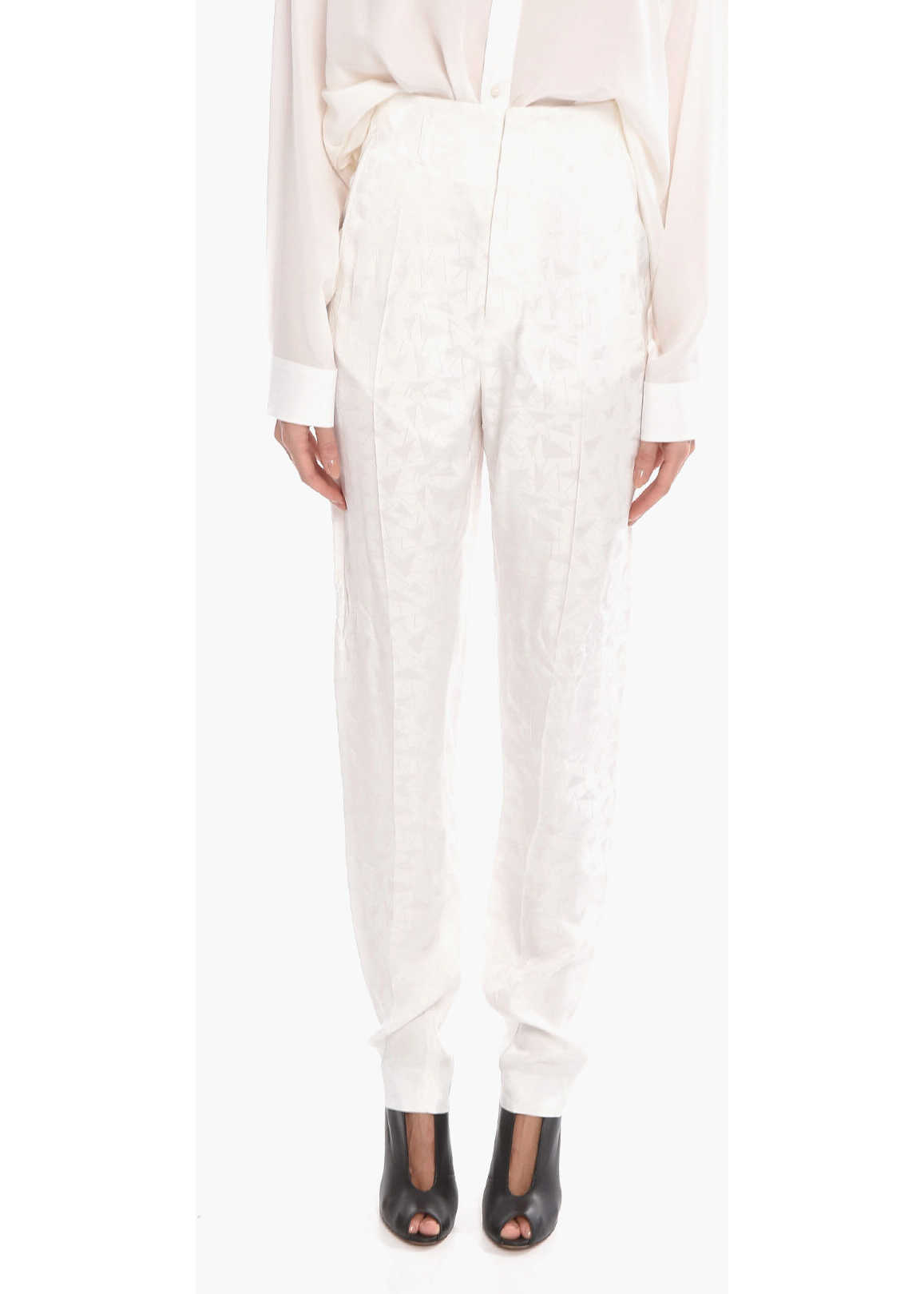 Isabel Marant High-Waisted Amaya Trousers With Allover Geomtric Pattern White