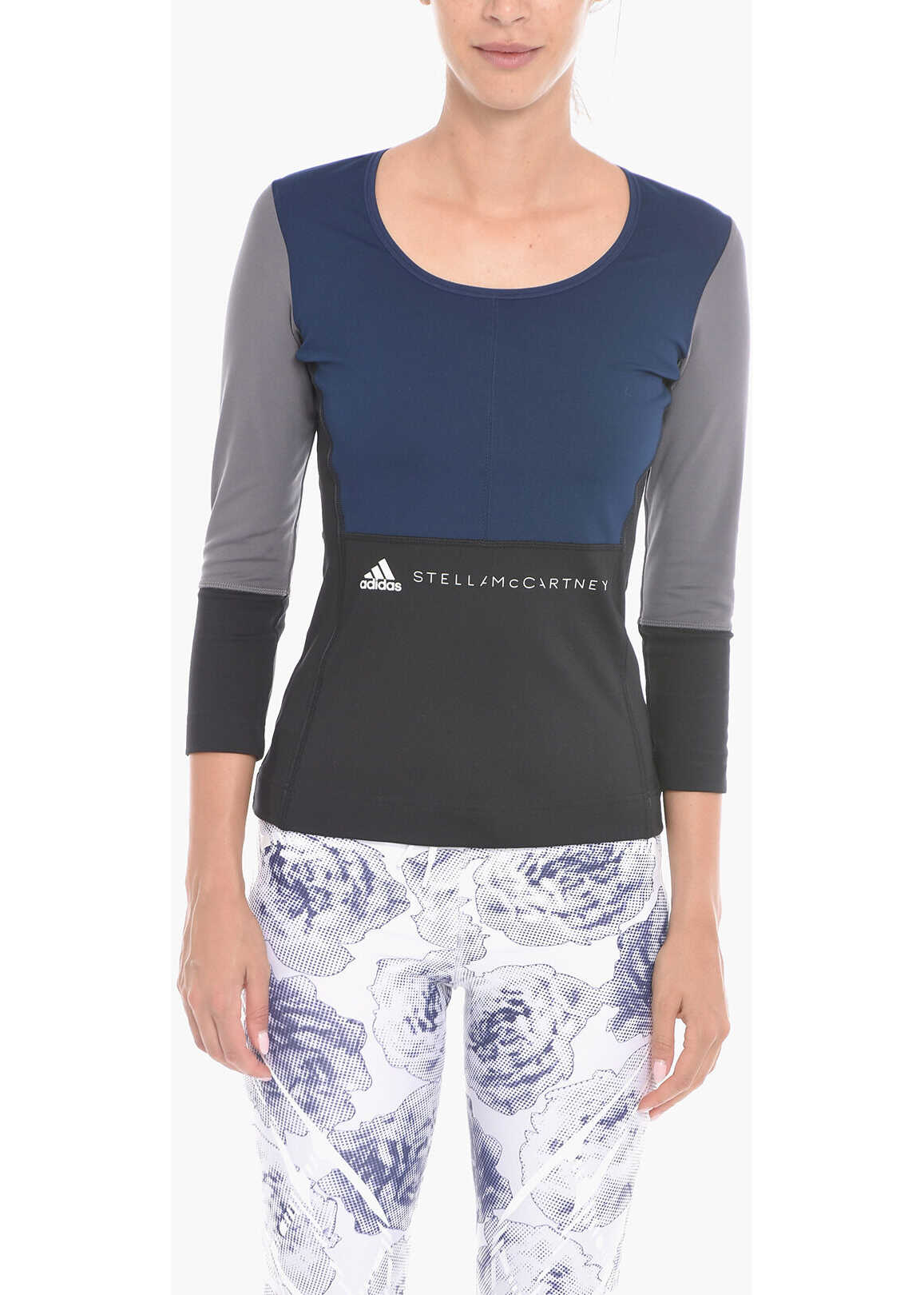 Stella McCartney Adidas Parley Long-Sleeved Fitness T-Shirt With Logo Print Blue