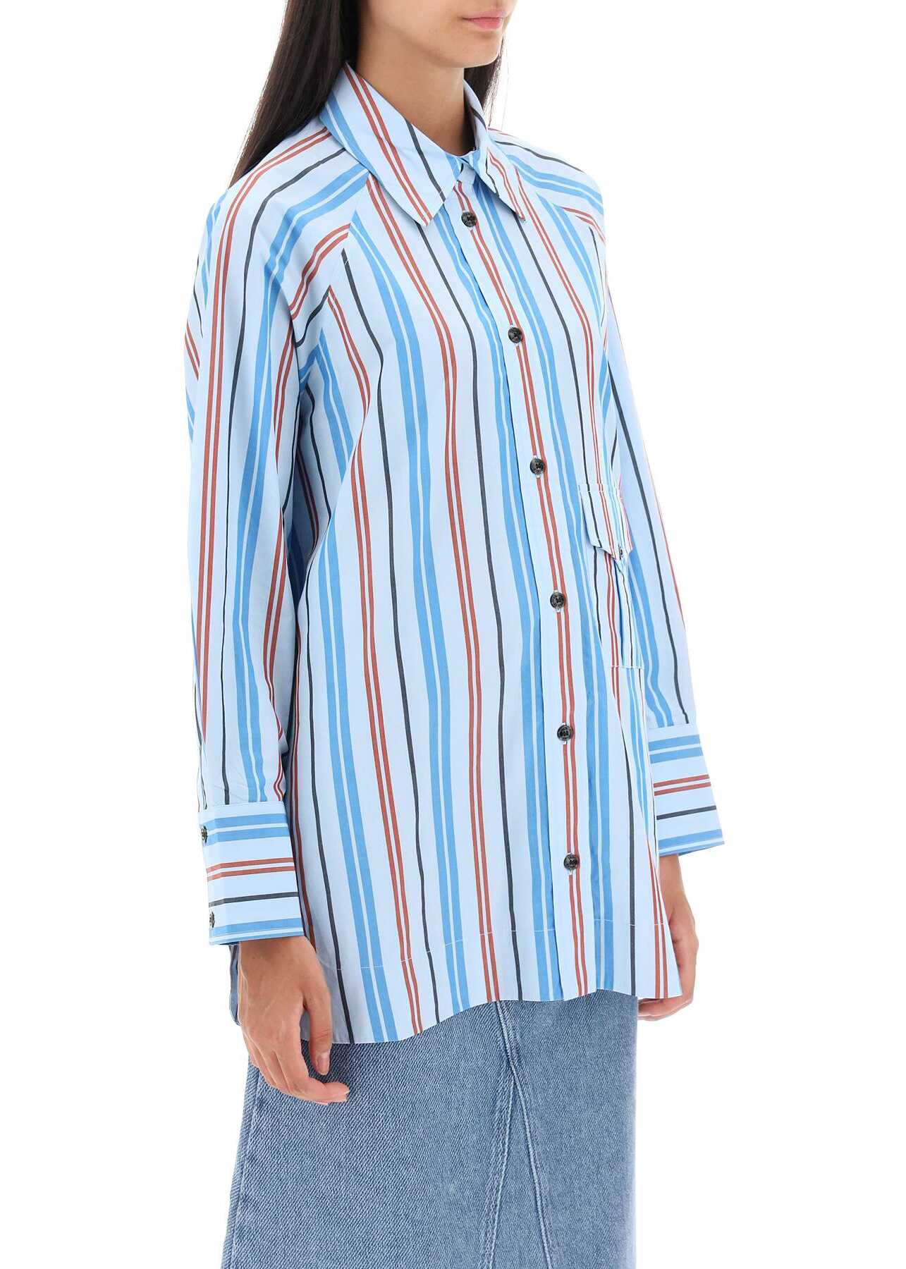 Ganni Oversized Striped Shirt BRILLIANT BLUE