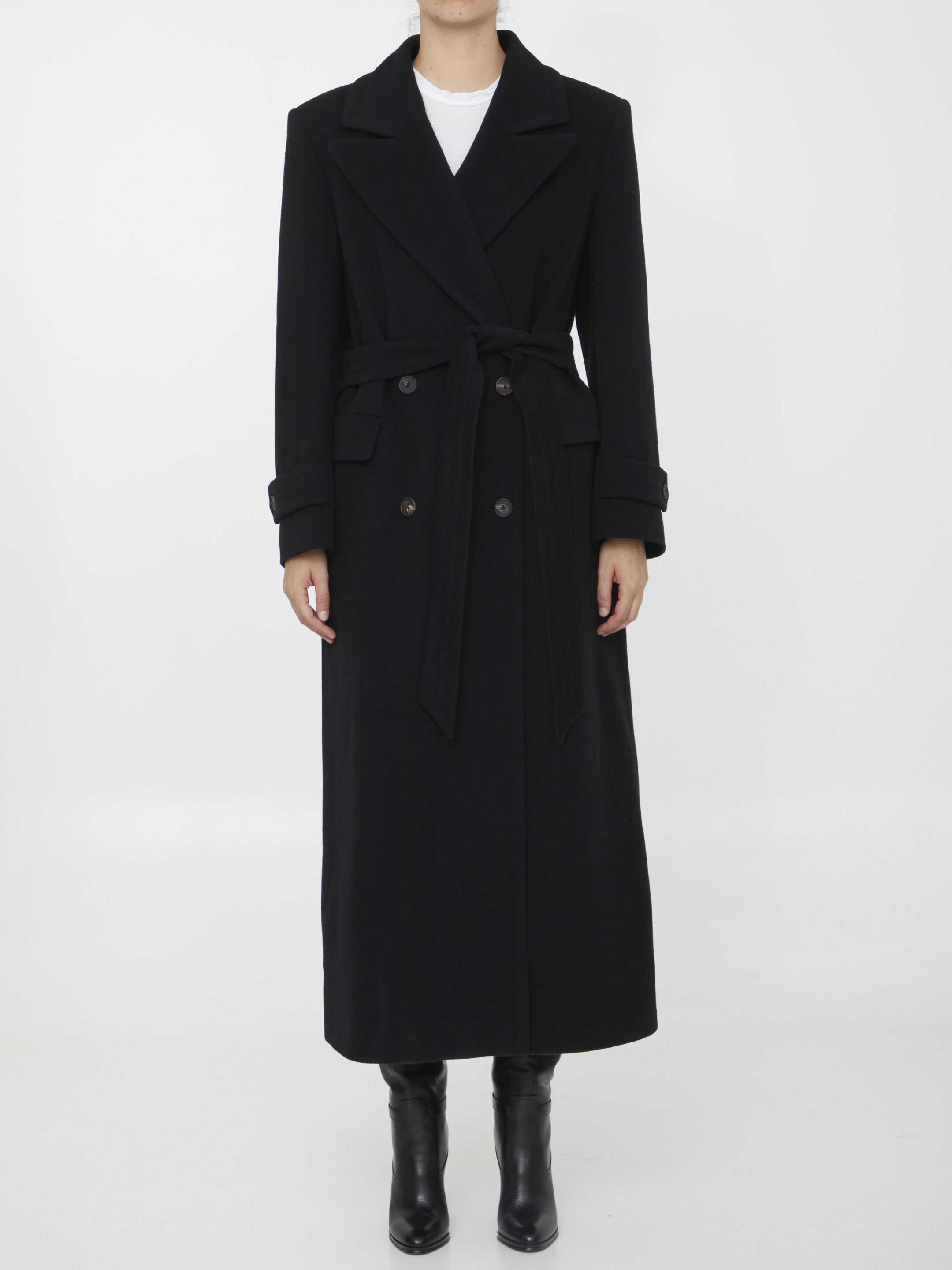 Tagliatore Long Coat In Wool BLACK