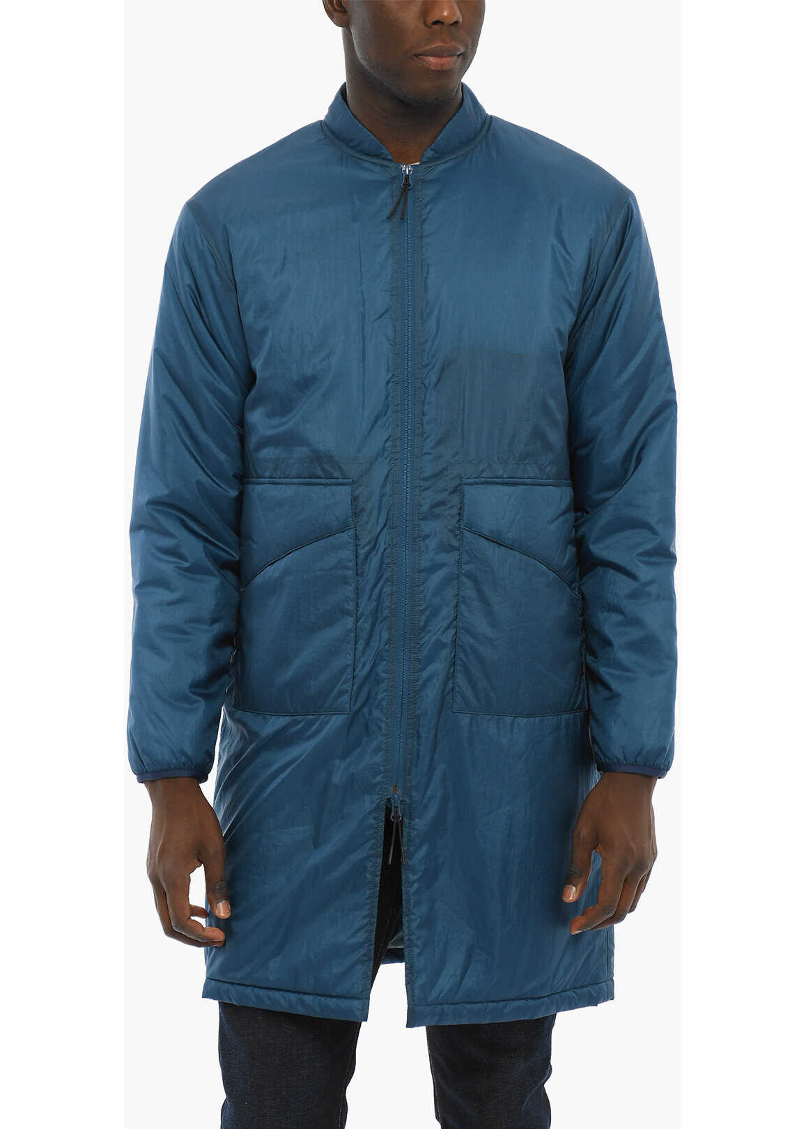 Woolrich Nylon Diamond Fuse Padded Jacket With Maxi Pockets Blue