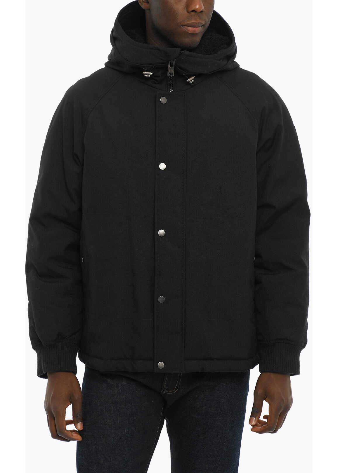 Woolrich Solid Color Rock Point Padded Jacket With Hood Black