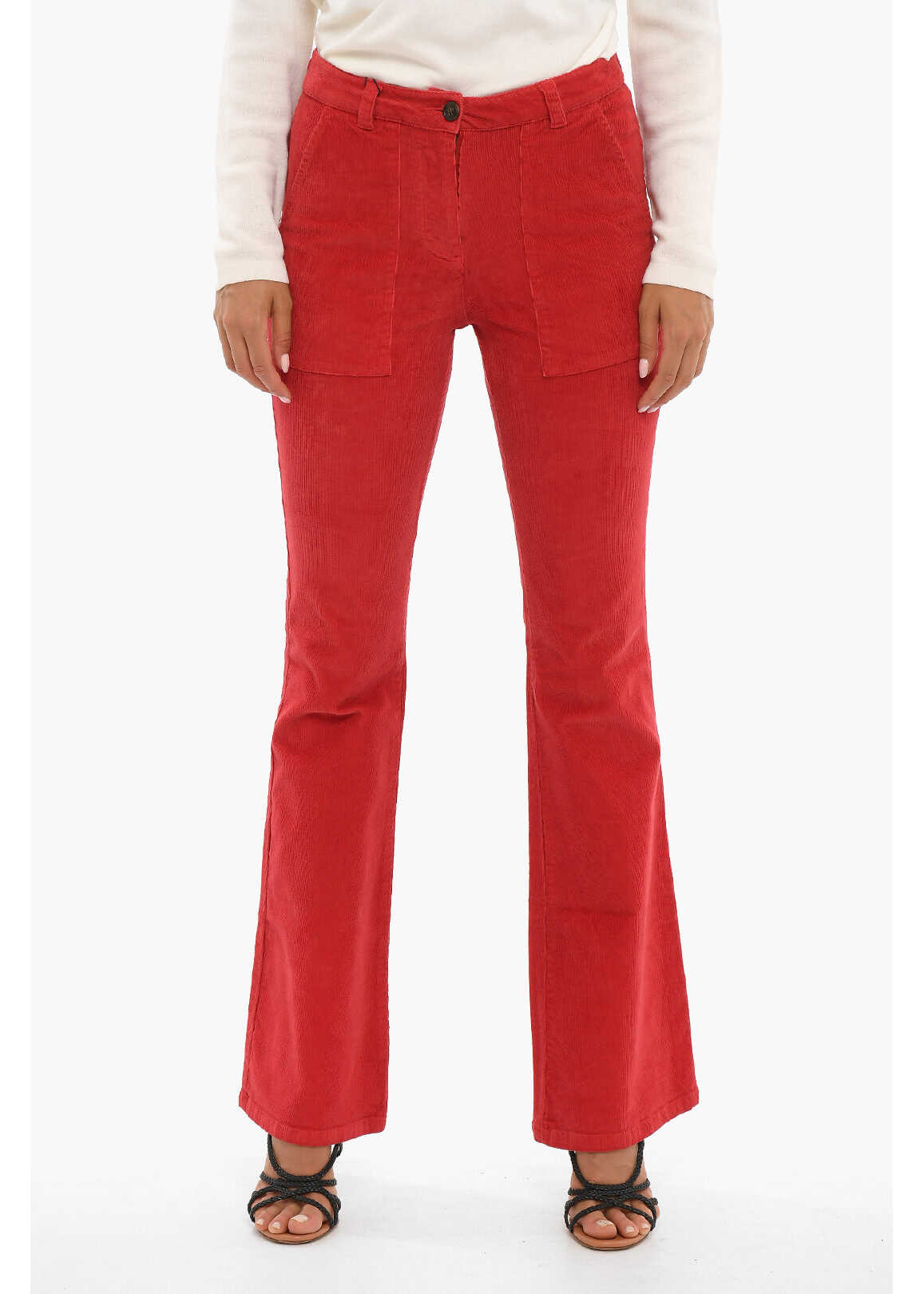 Woolrich Corduroy Bootcut Pants With Belt Loops Red