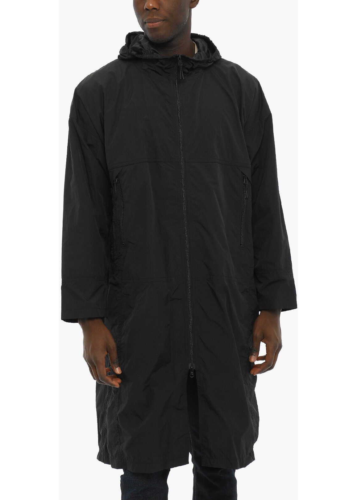 Woolrich Waterproof Cyclone Maxi Jacket With Hood Black