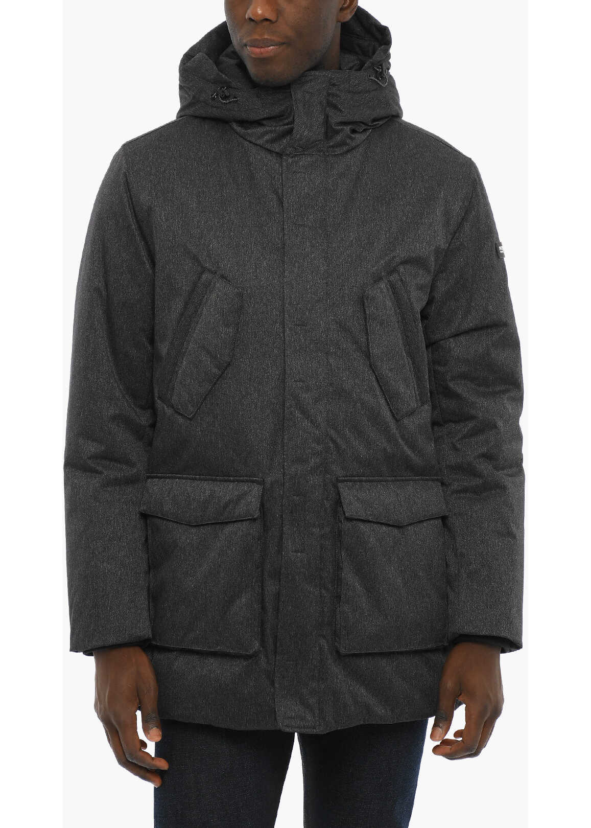Woolrich Penn-Rich Padded Jacket With Hood And Hidden Closure Gray