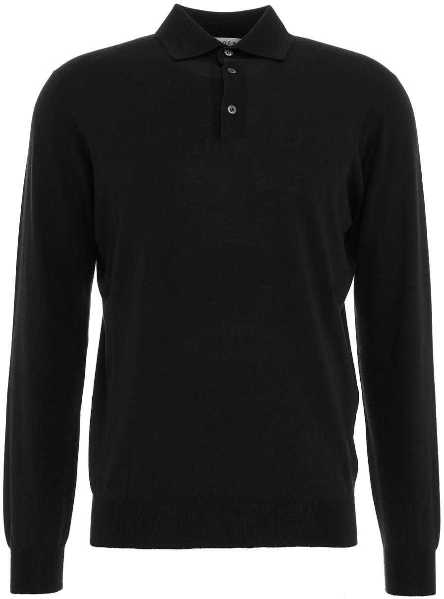 Gender Knitted long sleeve polo Black