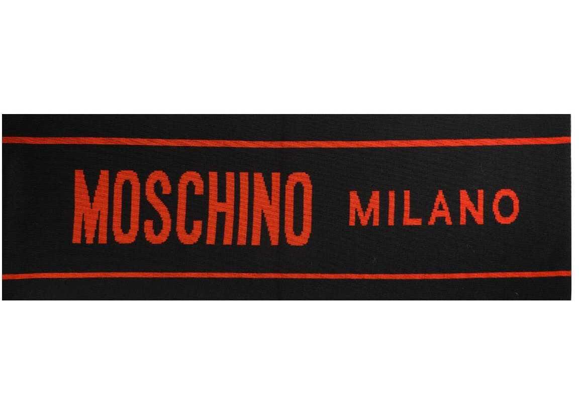 Moschino Knit scarf with logo Black