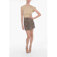 Fuste scurte Dama - Fuste scurte Ermanno Scervino Animal Patterned Virgin Wool Blend Miniskirt Brown Femei (BM 10125434) - B-mall.ro