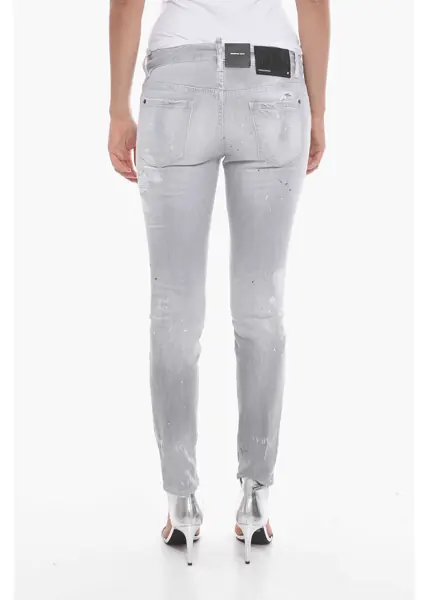 Blugi skinny DSQUARED2 5-Pocket Jeans Jennifer Fit With 13Cm Rips Gray Femei (BM 10125641) 2