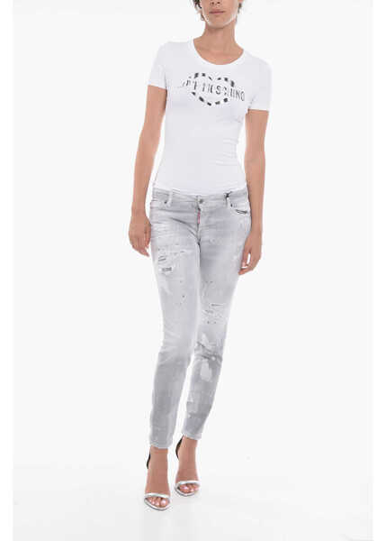 Blugi skinny DSQUARED2 5-Pocket Jeans Jennifer Fit With 13Cm Rips Gray Femei (BM 10125641) 4