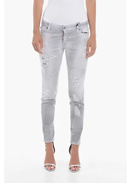 Blugi skinny DSQUARED2 5-Pocket Jeans Jennifer Fit With 13Cm Rips Gray Femei (BM 10125641) 1