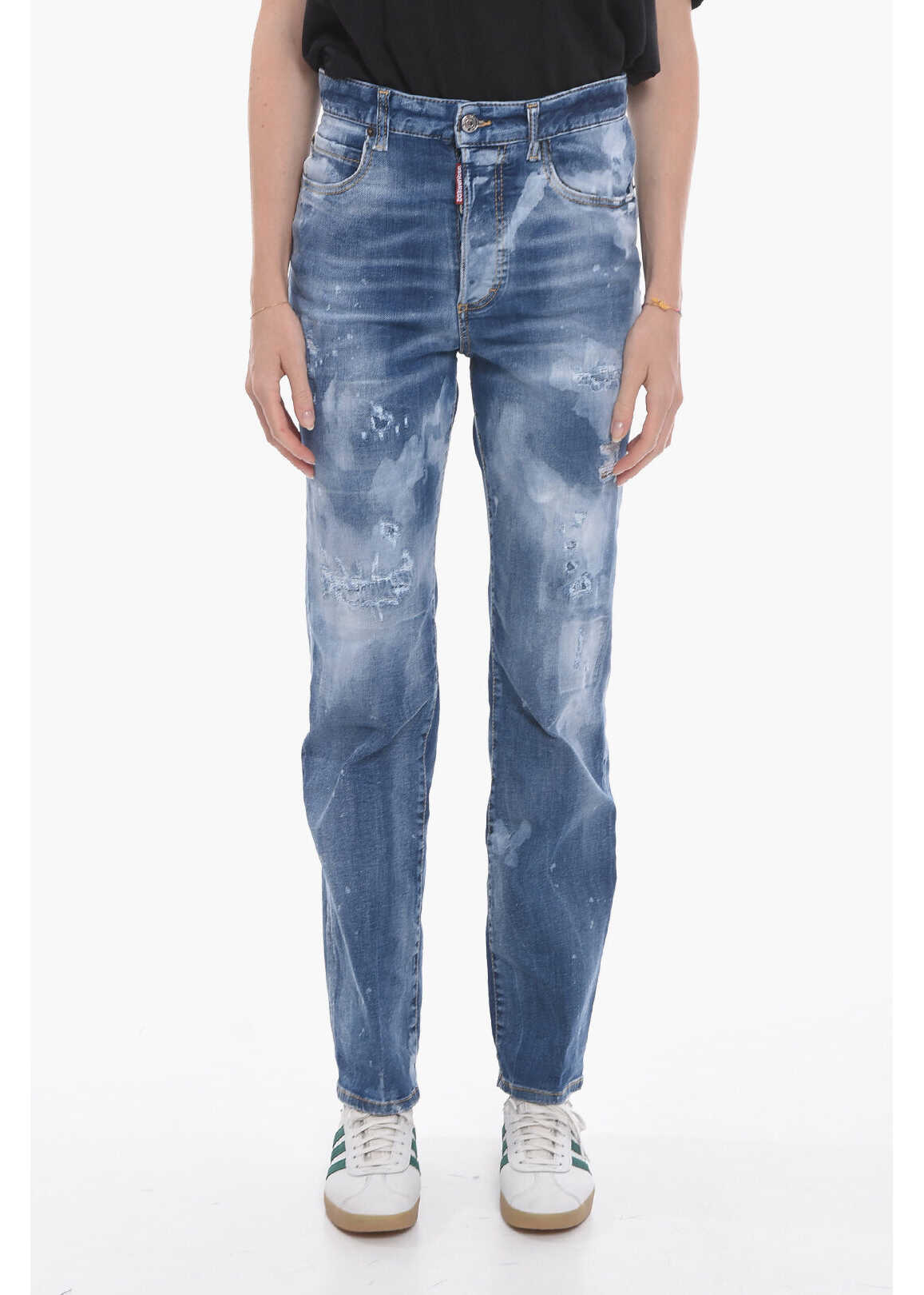 DSQUARED2 Faded Effect Roadie Fit Denims 20Cm Blue